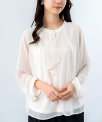 雪紡拼色蝴蝶結襯衫