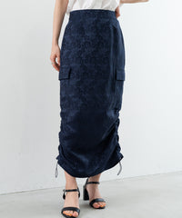 花卉提花抽繩半身裙